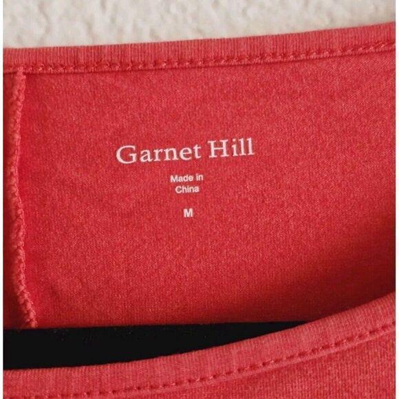 Garnet Hill Calais Dress A -Line Shift Coral Tangerine 3/4 Sleeve Dress Size M - Picture 3 of 6